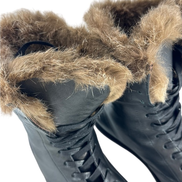 VALAS Los Angeles Black Leather Men's Fur Ankle Boots Made in Italy Marked as 9 - Picture 5 of 9